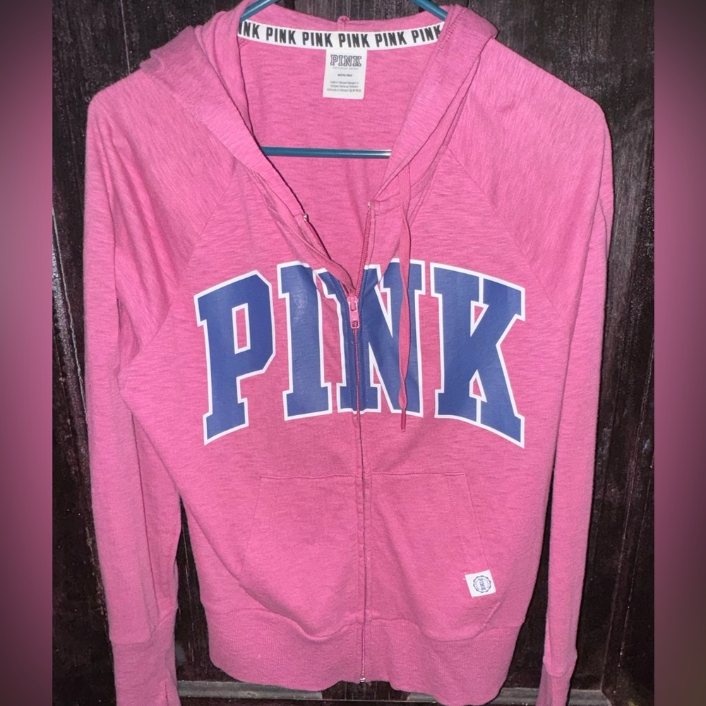 PINK zip up hooded light-weight jacket